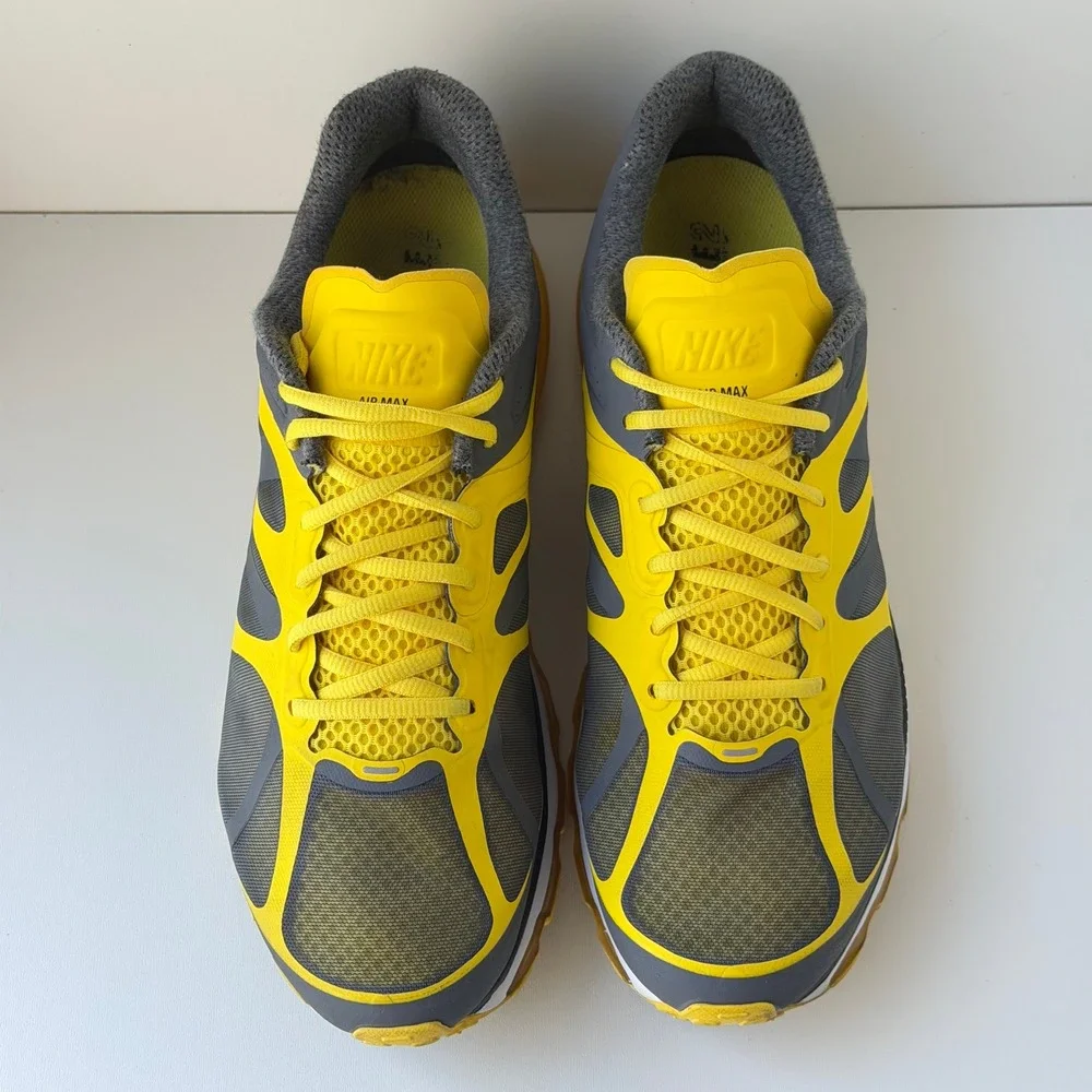 Nike Air Max 2012 Livestrong Mens 12 Yellow Grey Cushion Athletic Running Shoes